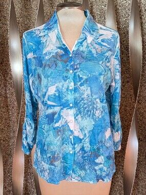 DAVID CLINE crinkle snap front shirt XL